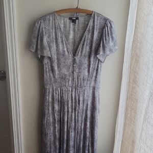 PAIGE Black and White Patterned Midi Dress